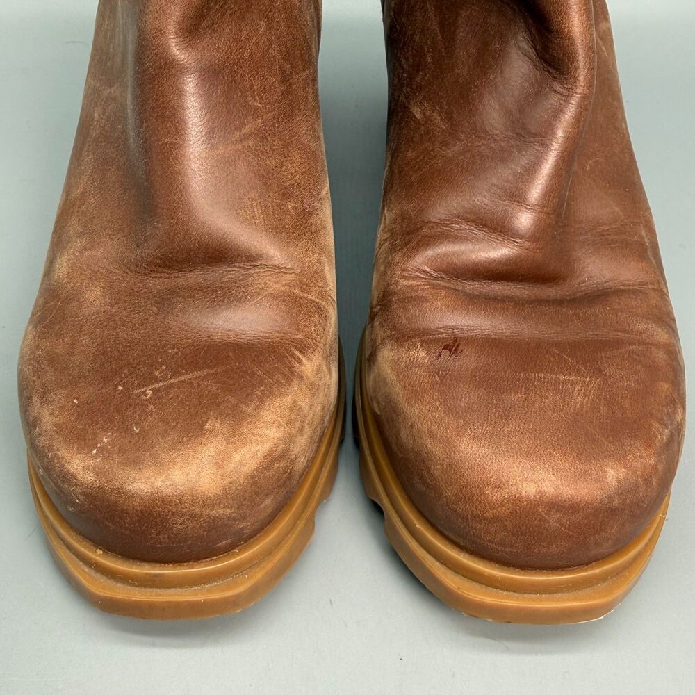 Sorel Joan Arctic Wedge III Chelsea Boots Women's 9 Brown Leather Round Toe Shoe - Picture 4 of 10